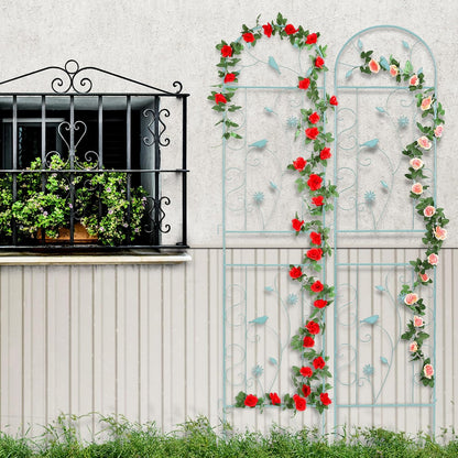 86.5" x 19.7" Metal Garden Trellis for Climbing Plants, White