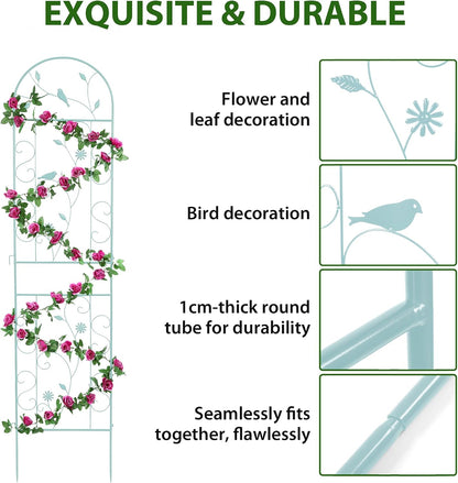 86.5" x 19.7" Metal Garden Trellis for Climbing Plants, White