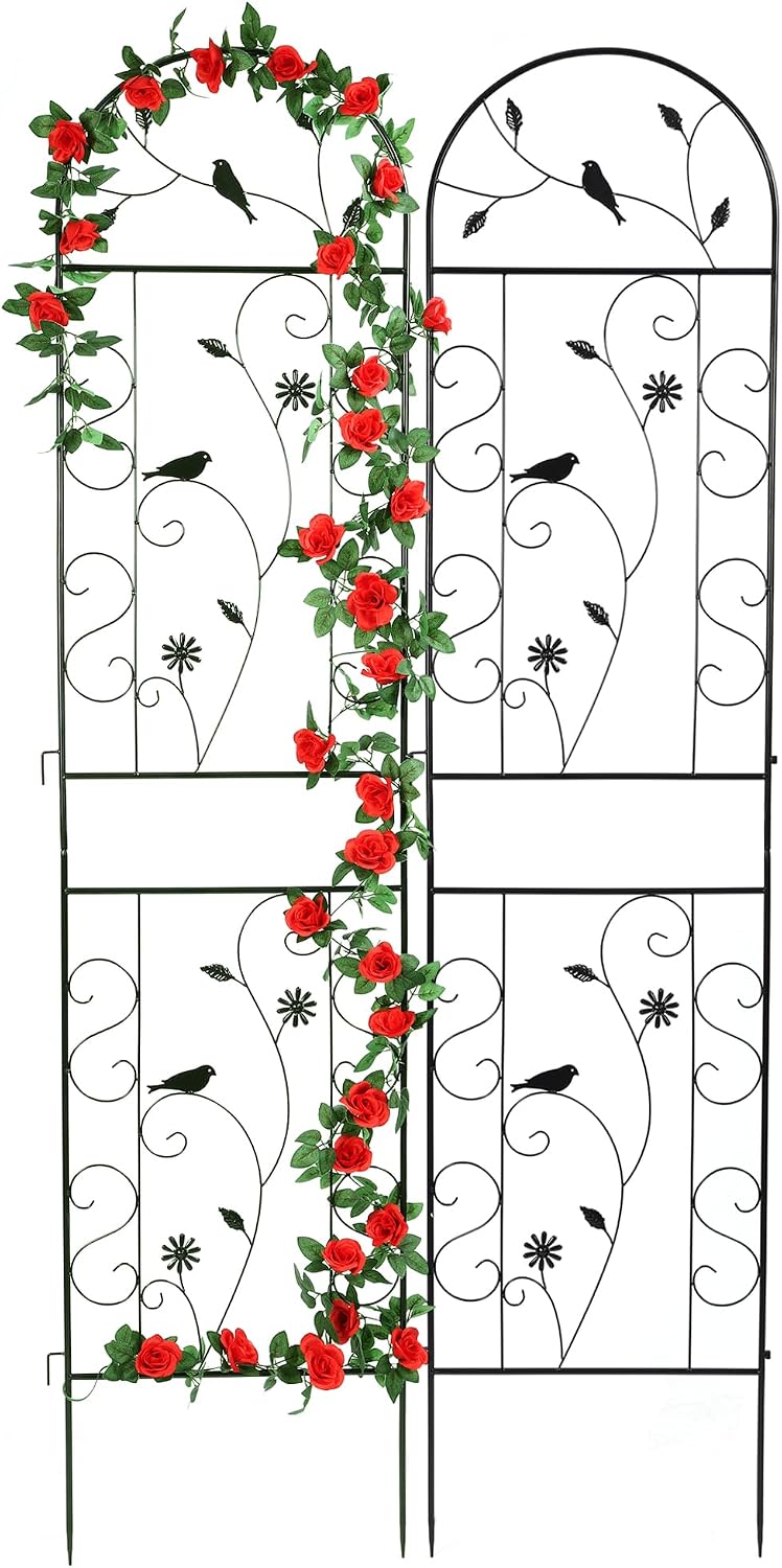 86.5" x 19.7" Metal Garden Trellis for Climbing Plants, White