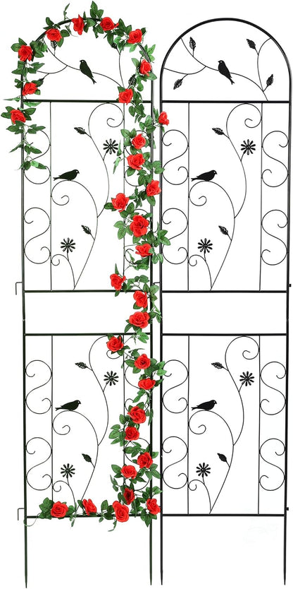 86.5" x 19.7" Metal Garden Trellis for Climbing Plants, White