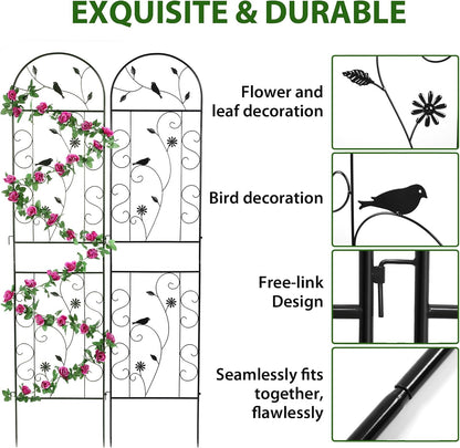 86.5" x 19.7" Metal Garden Trellis for Climbing Plants, White