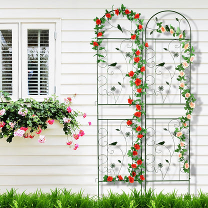 86.5" x 19.7" Metal Garden Trellis for Climbing Plants, White
