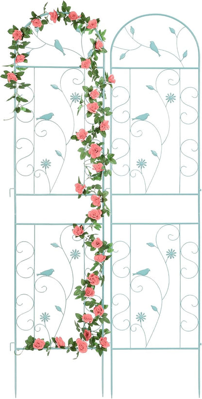 86.5" x 19.7" Metal Garden Trellis for Climbing Plants, White