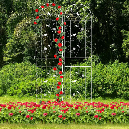 86.5" x 19.7" Metal Garden Trellis for Climbing Plants, White