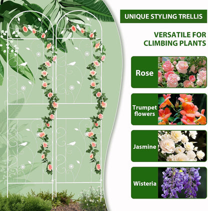 86.5" x 19.7" Metal Garden Trellis for Climbing Plants, White