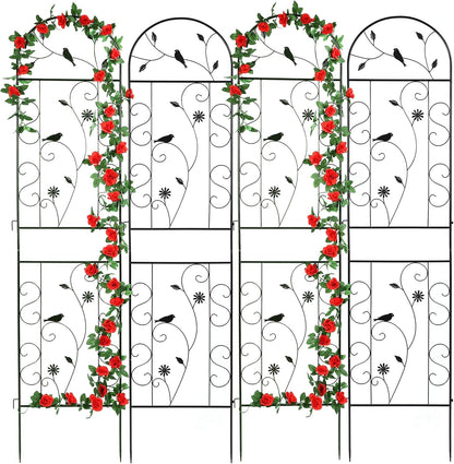 86.5" x 19.7" Metal Garden Trellis for Climbing Plants, White