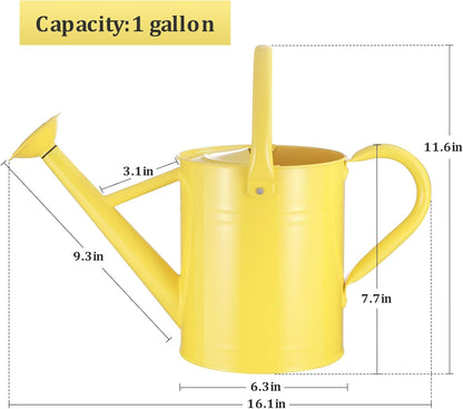 1 Gallon Watering Can for Outdoor&Indoor Plants，Yellow