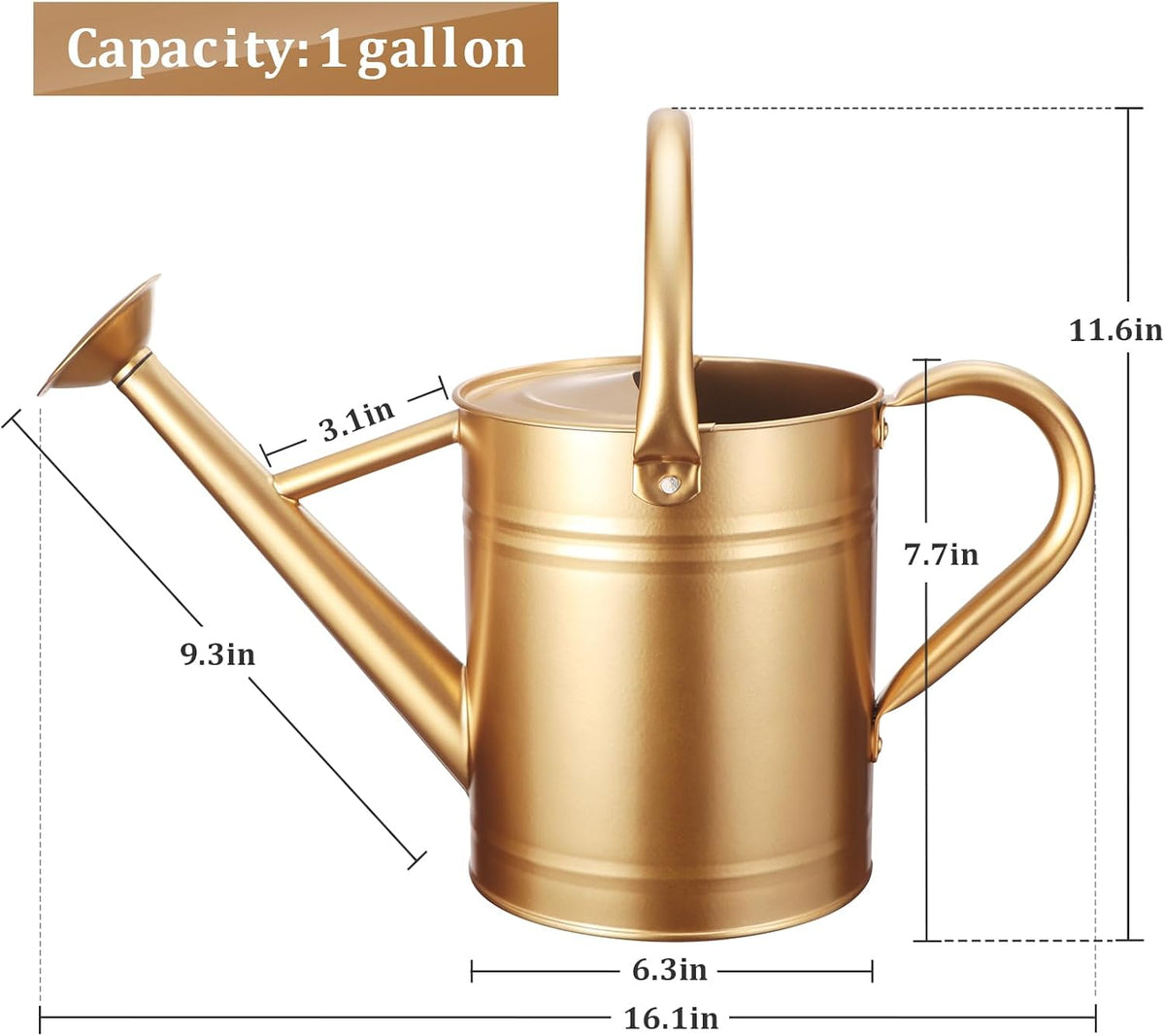 1 Gallon Watering Can for Outdoor&Indoor Plants，Yellow