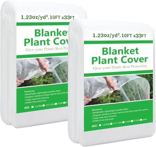 2 Pack Plant Covers Freeze Protection 10ft x 33ft Frost Cloth Plant Cover