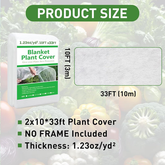 2 Pack Plant Covers Freeze Protection 10ft x 33ft Frost Cloth Plant Cover