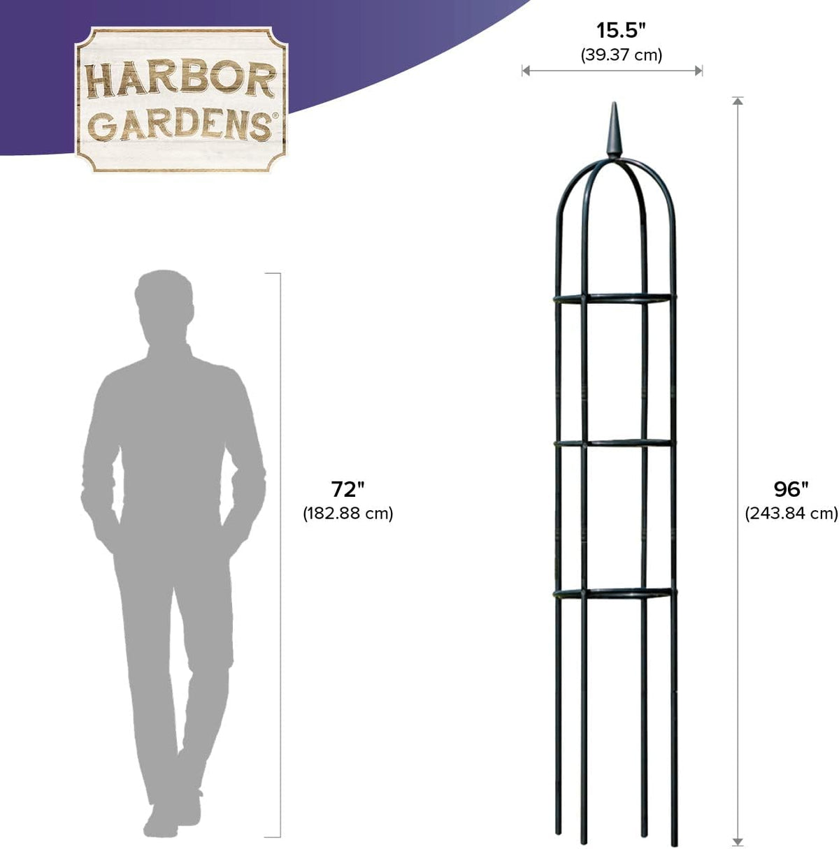 R352HG Garden Obelisk, Black, 96" High