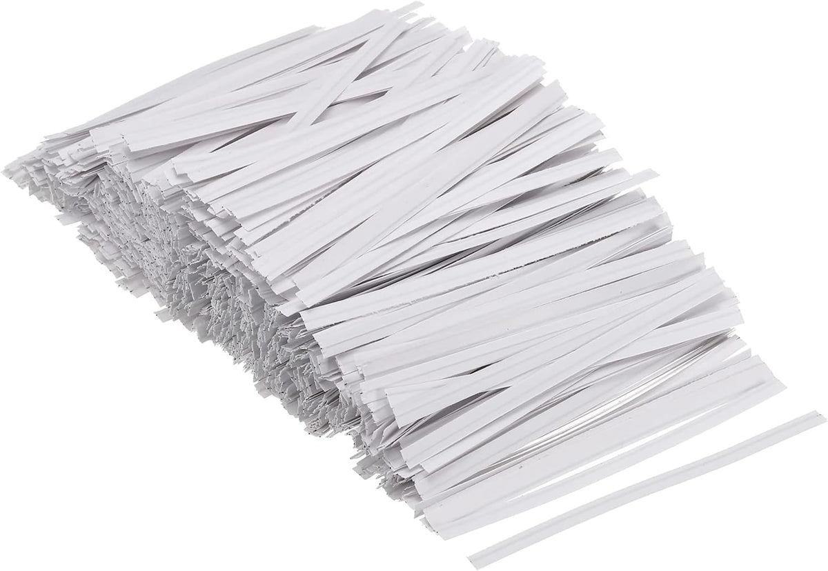 Twist Ties 3" Paper Closure Tie for Party Tying Gift Bags, Candy, Bread, Arts Crafts White Pack of 1500