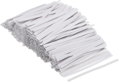 Twist Ties 3" Paper Closure Tie for Party Tying Gift Bags, Candy, Bread, Arts Crafts White Pack of 1500