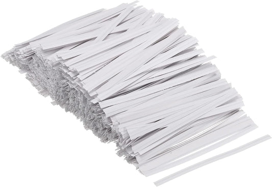 Twist Ties 3" Paper Closure Tie for Party Tying Gift Bags, Candy, Bread, Arts Crafts White Pack of 1500