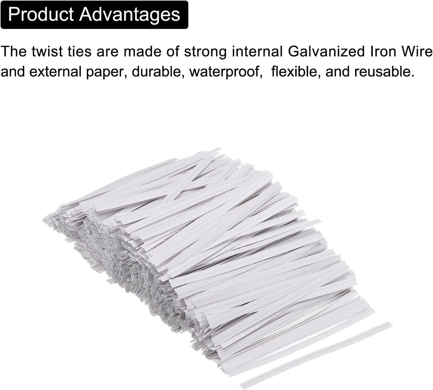 Twist Ties 3" Paper Closure Tie for Party Tying Gift Bags, Candy, Bread, Arts Crafts White Pack of 1500
