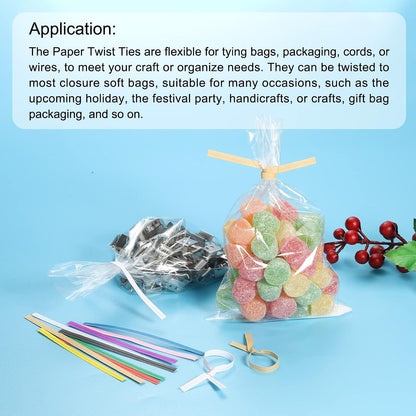 Twist Ties 3" Paper Closure Tie for Party Tying Gift Bags, Candy, Bread, Arts Crafts White Pack of 1500