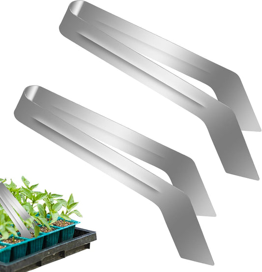 2Pcs Seedling Transplant Tongs, Gardening Plants Transplant Tongs Stainless Steel Seedling Remove Transplanting Pliers, Gardening Supplies Plant Seed Starting Tools, Reduce Root Damage (8.7 Inch)