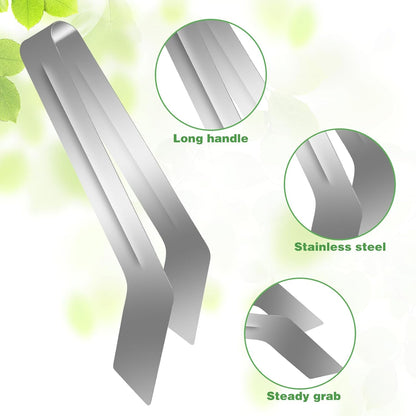 2Pcs Seedling Transplant Tongs, Gardening Plants Transplant Tongs Stainless Steel Seedling Remove Transplanting Pliers, Gardening Supplies Plant Seed Starting Tools, Reduce Root Damage (8.7 Inch)