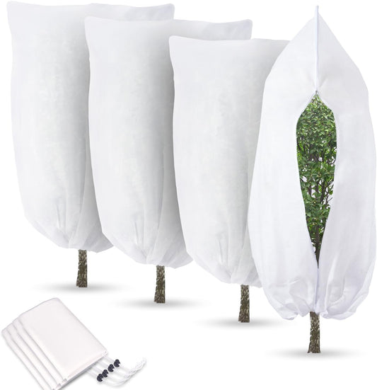 Ideal Swan 4 Pack Winter Plant Covers Freeze Protection, White Plant Cover