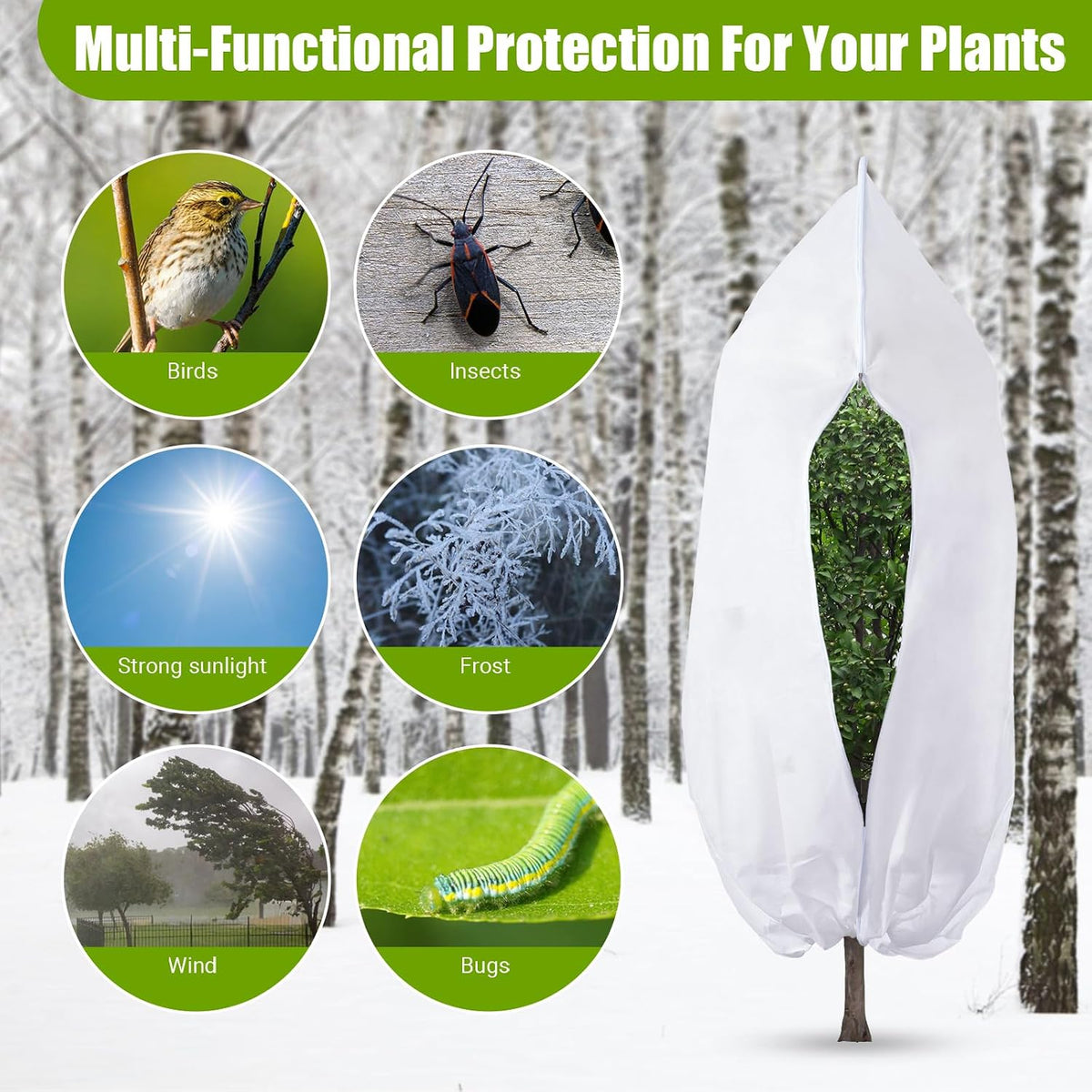 Ideal Swan 4 Pack Winter Plant Covers Freeze Protection, White Plant Cover