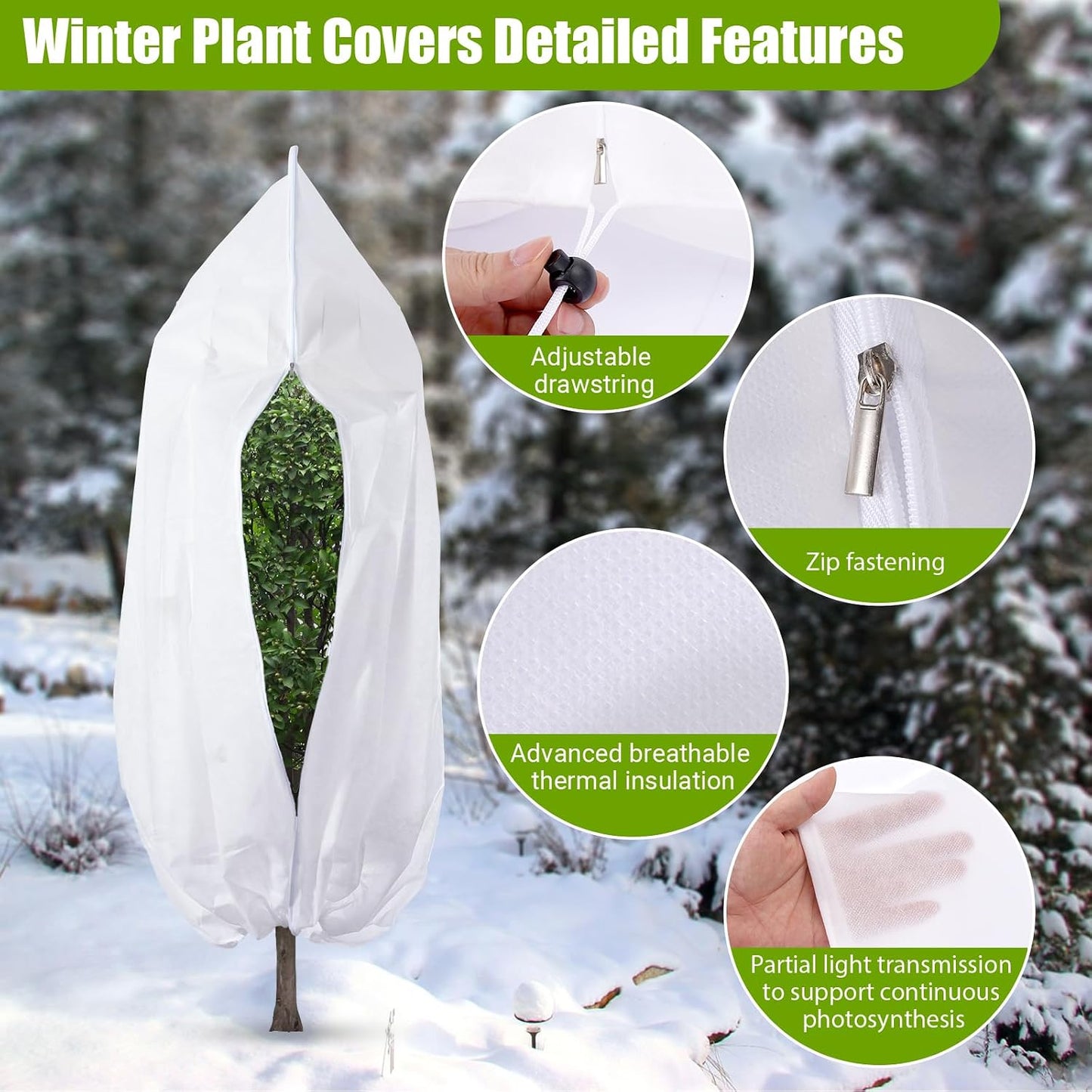Ideal Swan 4 Pack Winter Plant Covers Freeze Protection, White Plant Cover