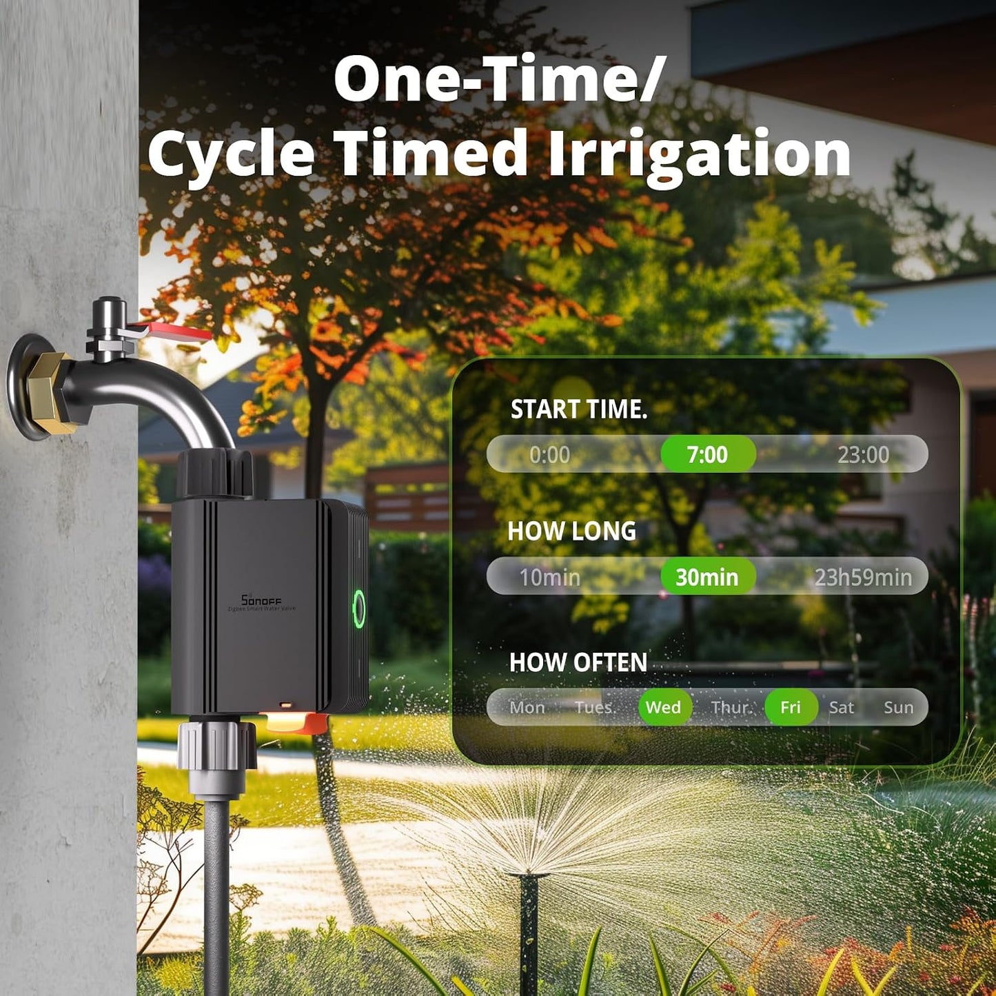 Zigbee Sprinkler Timer, Gateway Required, Smart Controller Voice Control with Alexa and Google Home, Automate Irrigation for Garden, Lawn, Pool, Outdoor Watering, SWV-NH, Black
