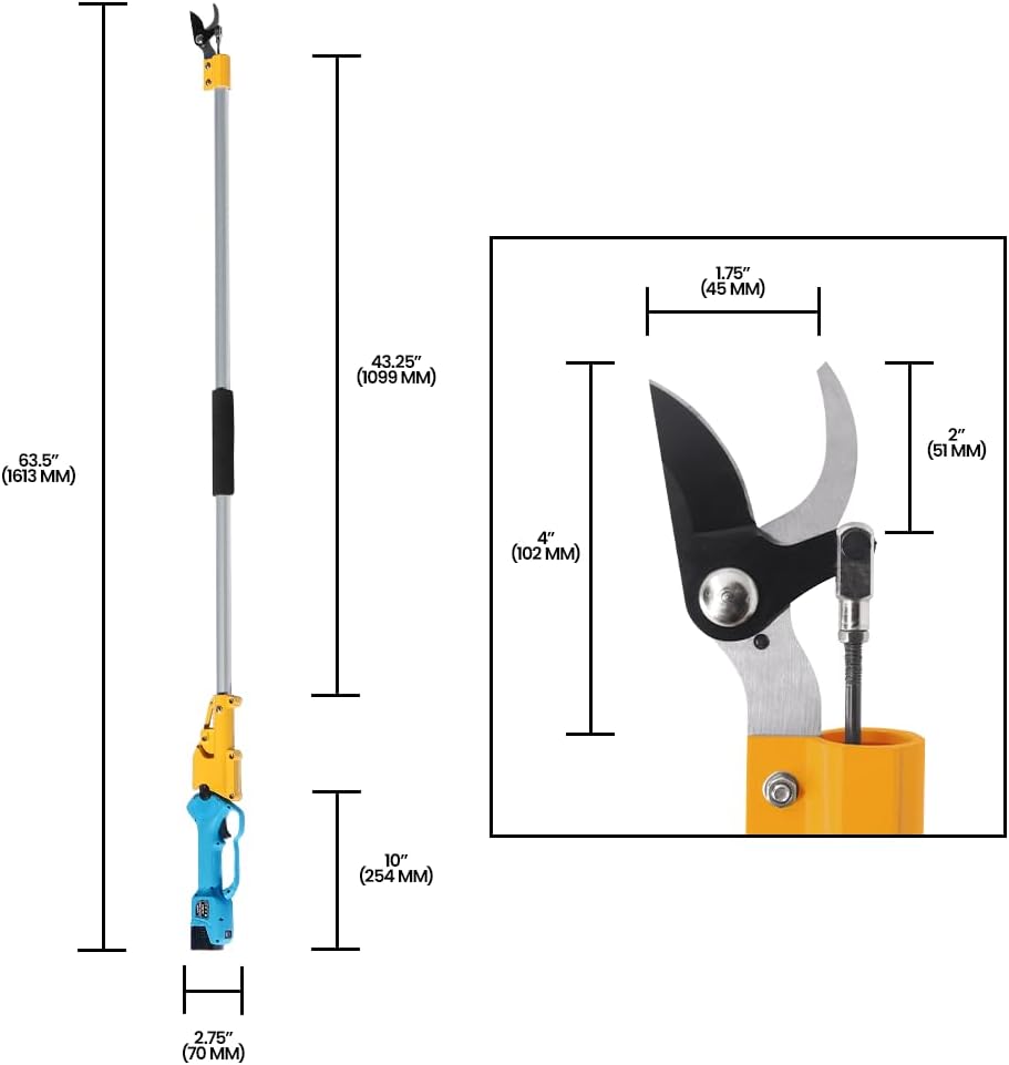 63.5" Long Reach Compact Cordless Pruner, .75-Inch Cut