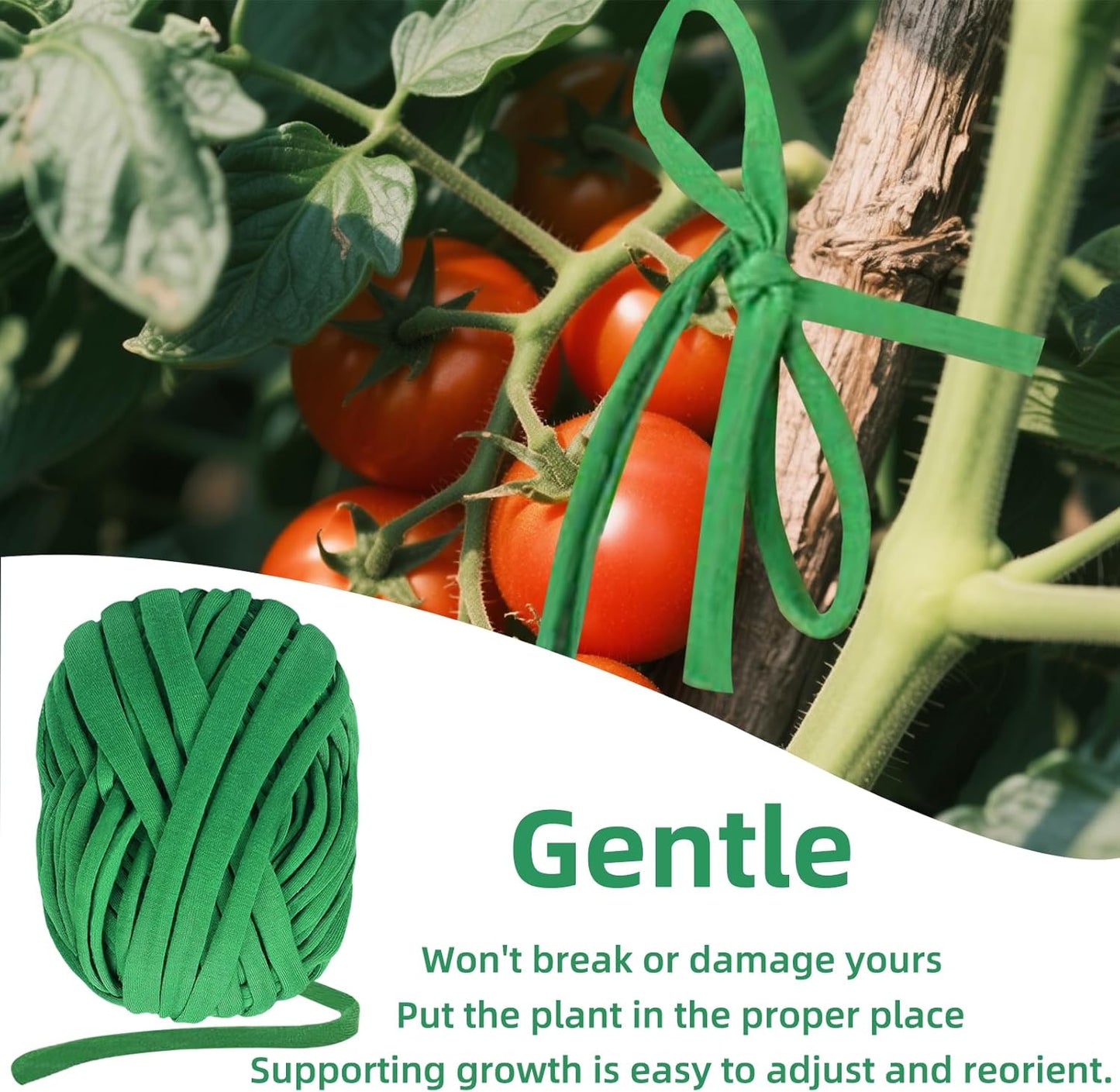 2 Packs Garden Twine, Soft Plants Ties, Green Garden String for Climbing Plants, Vines Plant, Tomatoes, Flowers, Roses Plant Support (98FT/Roll, Total 196FT)