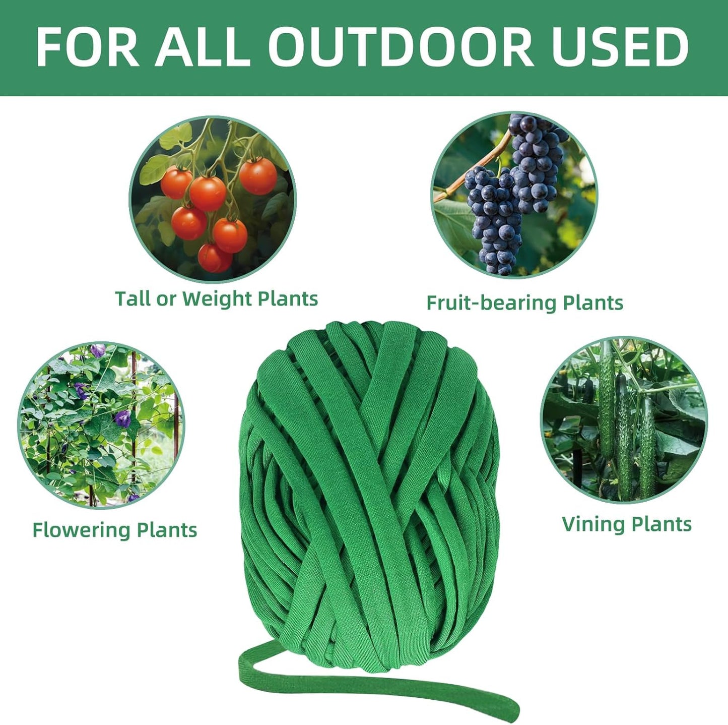 2 Packs Garden Twine, Soft Plants Ties, Green Garden String for Climbing Plants, Vines Plant, Tomatoes, Flowers, Roses Plant Support (98FT/Roll, Total 196FT)