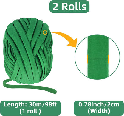 2 Packs Garden Twine, Soft Plants Ties, Green Garden String for Climbing Plants, Vines Plant, Tomatoes, Flowers, Roses Plant Support (98FT/Roll, Total 196FT)