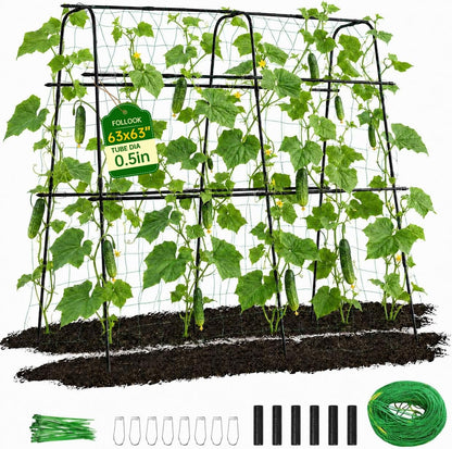 63x63 Cucumber Trellis for Raised Garden Bed, Black