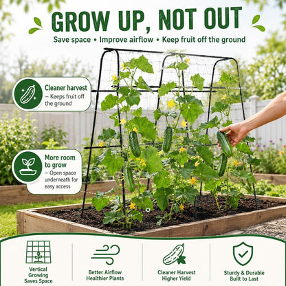 63x63 Cucumber Trellis for Raised Garden Bed, Black