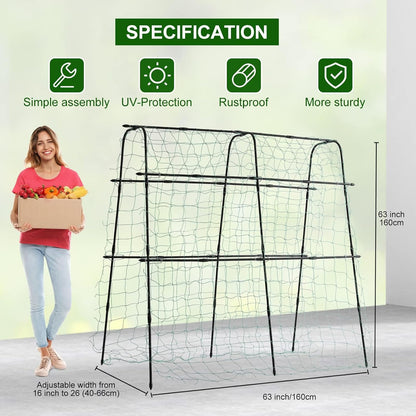 63x63 Cucumber Trellis for Raised Garden Bed, Black