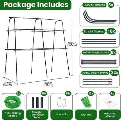 63x63 Cucumber Trellis for Raised Garden Bed, Black
