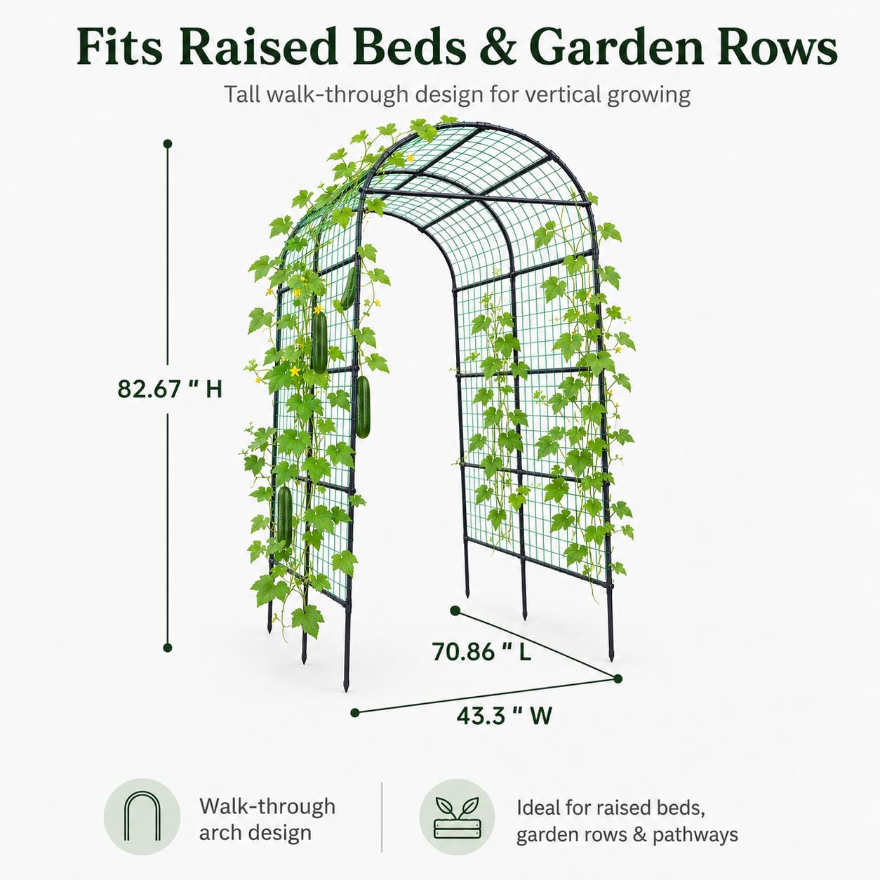 63x63 Cucumber Trellis for Raised Garden Bed, Black