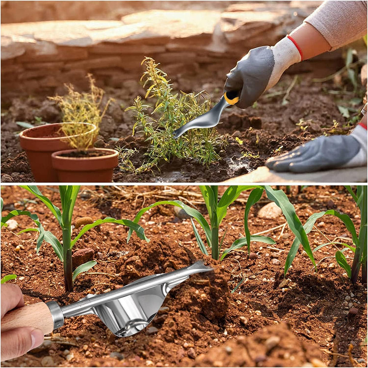 2 Pcs Hand Weeder Puller Tool, Manual Weed Puller Tool Kit, Garden Manual Weeder Removal Tools with V-Shaped Forks, for Garden Yard Lawn Farm Weed Roots Digging Removal Hand Tool