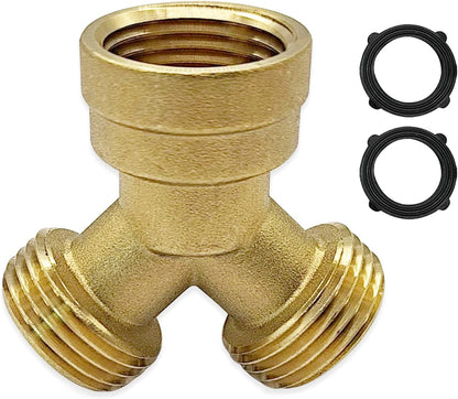 Heavy Duty Brass 3/4" GHT Garden Hose Splitter Y Shaped Connector