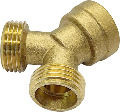Heavy Duty Brass 3/4" GHT Garden Hose Splitter Y Shaped Connector