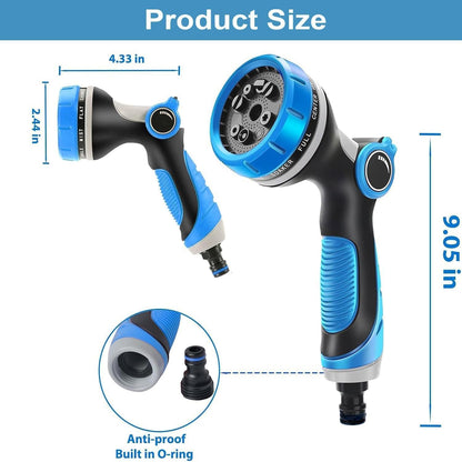 Hose Nozzle, Garden Hose Nozzle with 10 Spray Patterns, Thumb Control On Off Valve, High Pressure Nozzle Sprayer for Plants, Car Wash, Cleaning, Pet Showering (Blue)