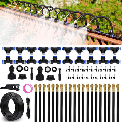 Drip Irrigation System 66 FT with 20 Nozzles, 360° Adjustable Bendable Garden Watering Misting System for Greenhouse, Yard, Lawn, Plant, Garden, 5/16 inch Hose (OD: 8mm)