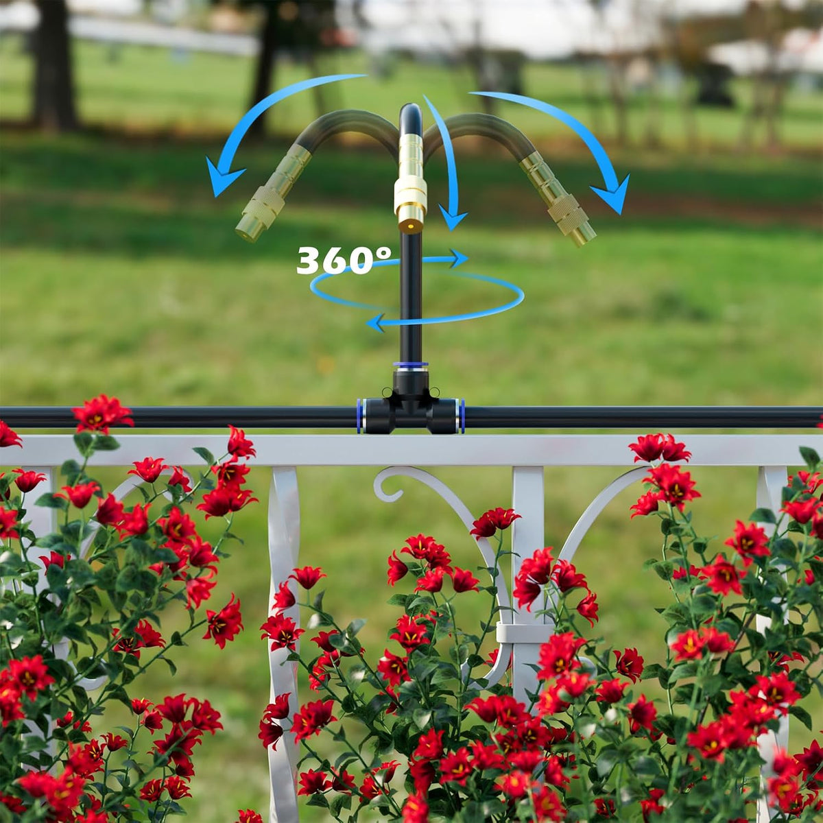 Drip Irrigation System 66 FT with 20 Nozzles, 360° Adjustable Bendable Garden Watering Misting System for Greenhouse, Yard, Lawn, Plant, Garden, 5/16 inch Hose (OD: 8mm)