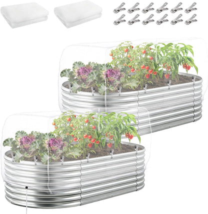 2 pcs Windproof Garden Netting for Raised Beds (4ft L x 2ft W x 1ft H) - 60 Mesh Bird Netting Garden Bed Cover with Drawstring & 40 Clips for Vegetables Flowers, Excluding Hoops or Frames