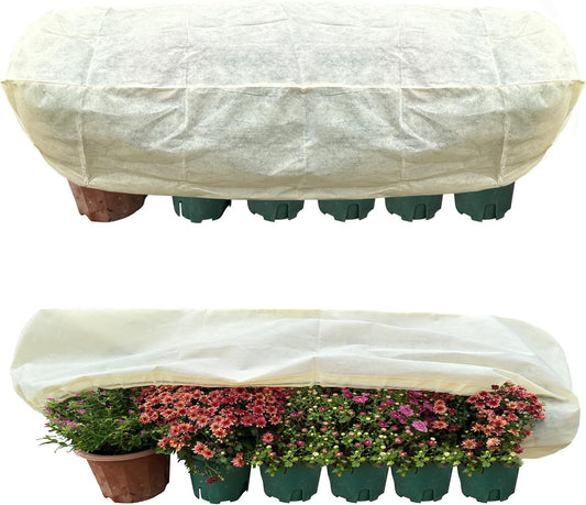 Plant Cover Freeze Protection, Winter Plant Covers, Plant Frost Cover, Tree Plant Freeze Protection Covers, Planter Plant Winter Frost Blanket with Zip Drawstring,2 Pack (59x17.7x15.7INCH)
