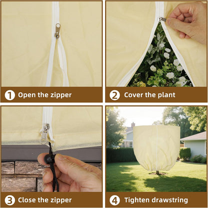Plant Cover Freeze Protection, Winter Plant Covers, Plant Frost Cover, Tree Plant Freeze Protection Covers, Planter Plant Winter Frost Blanket with Zip Drawstring,2 Pack (59x17.7x15.7INCH)