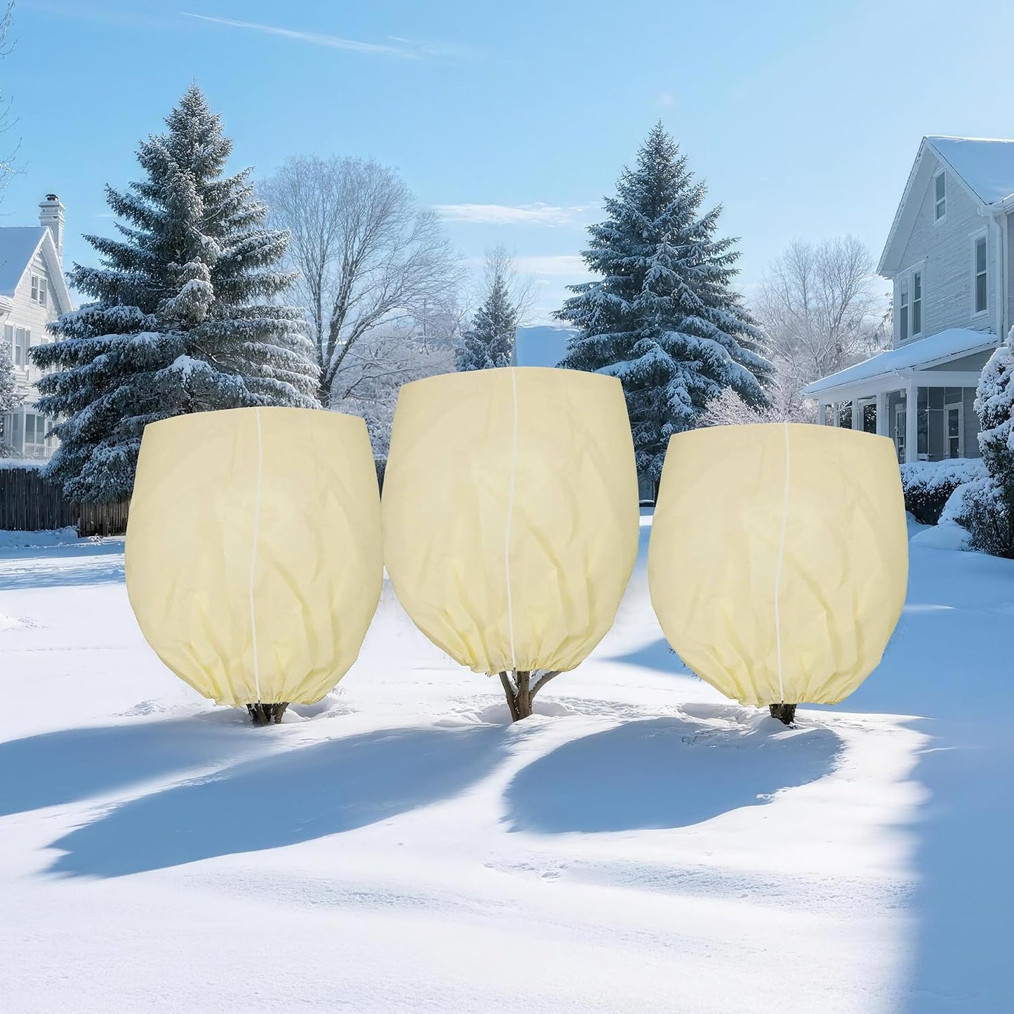Plant Cover Freeze Protection, Winter Plant Covers, Plant Frost Cover, Tree Plant Freeze Protection Covers, Planter Plant Winter Frost Blanket with Zip Drawstring,2 Pack (59x17.7x15.7INCH)
