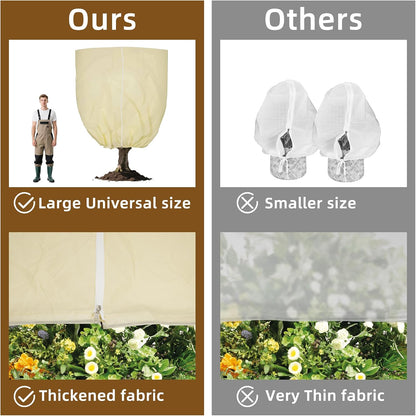 Plant Cover Freeze Protection, Winter Plant Covers, Plant Frost Cover, Tree Plant Freeze Protection Covers, Planter Plant Winter Frost Blanket with Zip Drawstring,2 Pack (59x17.7x15.7INCH)