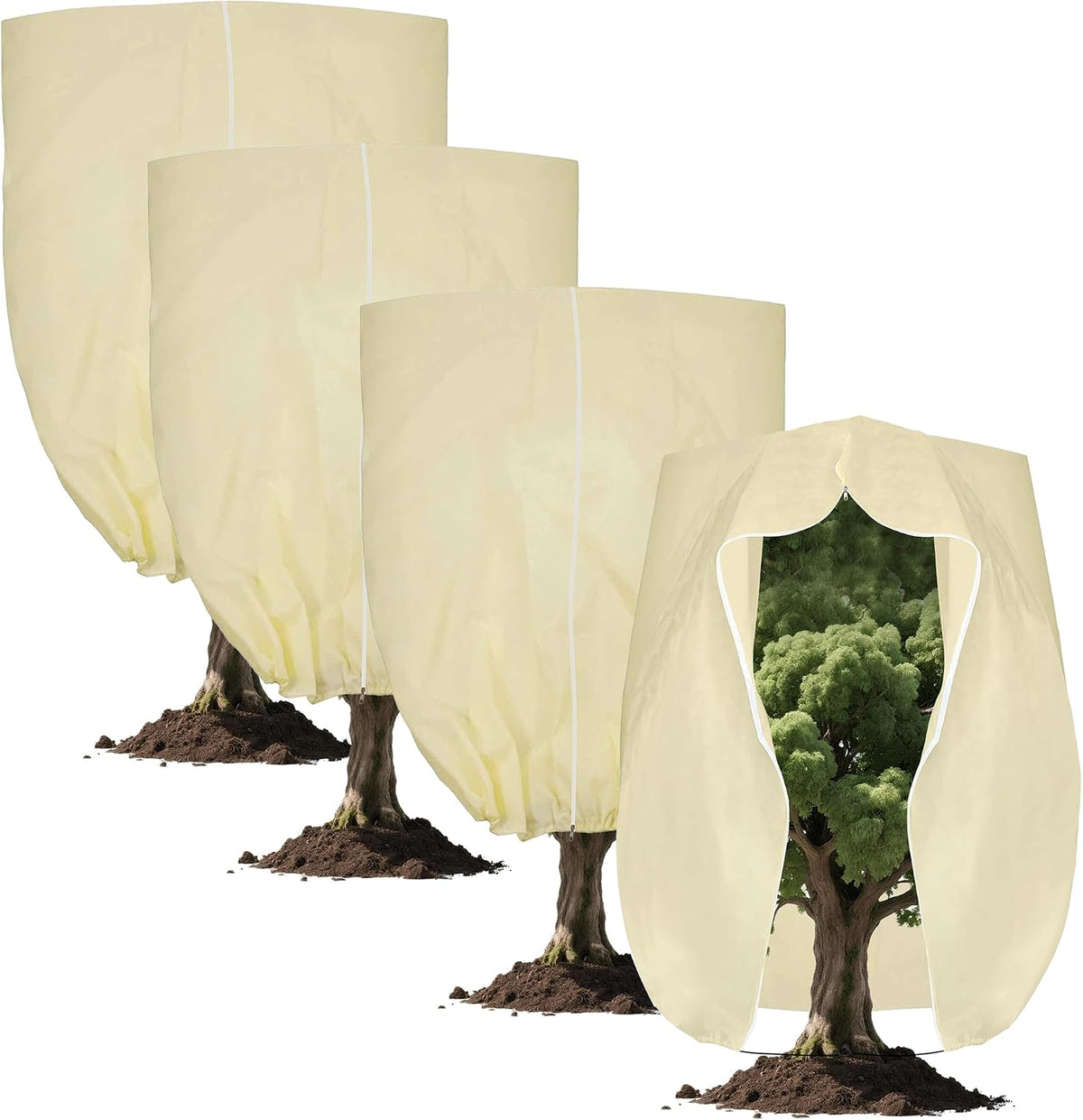 Plant Cover Freeze Protection, Winter Plant Covers, Plant Frost Cover, Tree Plant Freeze Protection Covers, Planter Plant Winter Frost Blanket with Zip Drawstring,2 Pack (59x17.7x15.7INCH)