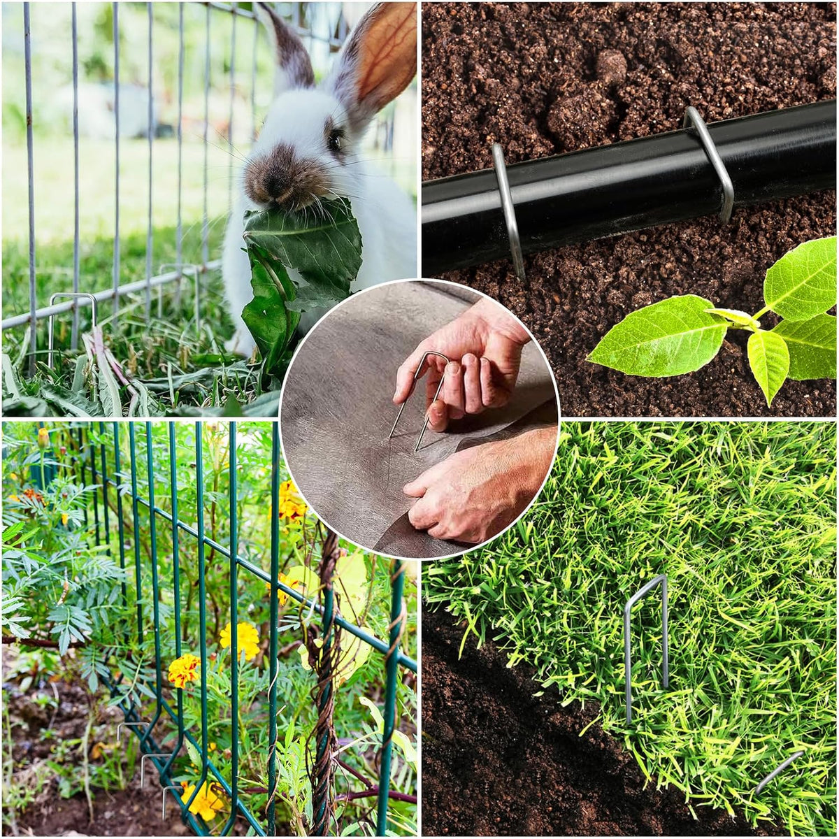 240 Pack Landscape Staples 6 Inch, Galvanized Garden Stakes