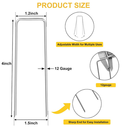 240 Pack Landscape Staples 6 Inch, Galvanized Garden Stakes