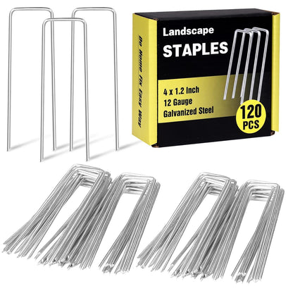 240 Pack Landscape Staples 6 Inch, Galvanized Garden Stakes